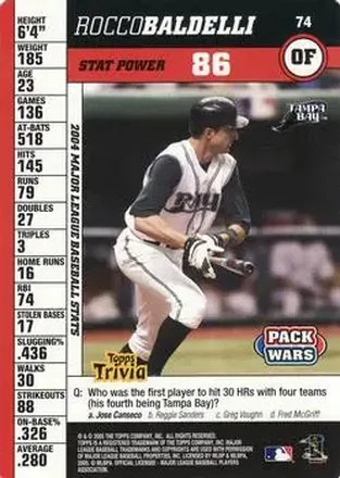 2005 Topps Pack Wars #74 - Rocco Baldelli - Tampa Bay Devil Rays