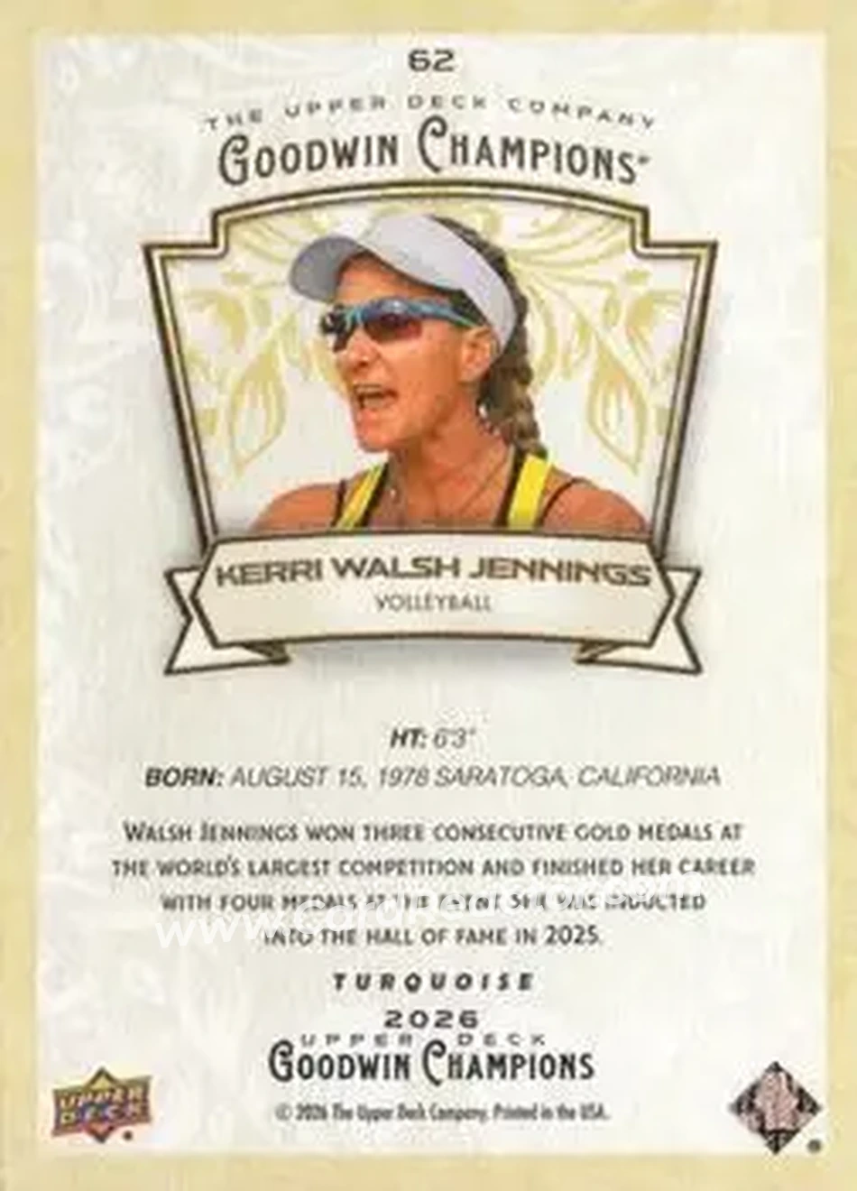 2026 Upper Deck Goodwin Champions - Turquoise #62 - Kerri Walsh Jennings - Back