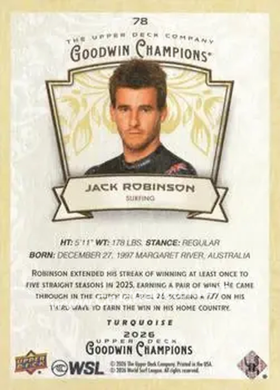 2026 Upper Deck Goodwin Champions - Turquoise #78 - Jack Robinson - Back