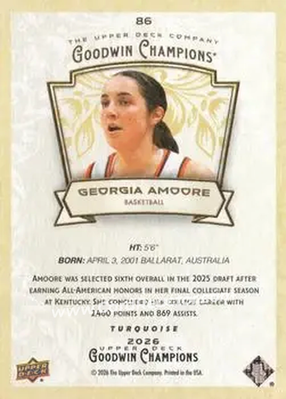 2026 Upper Deck Goodwin Champions - Turquoise #86 - Georgia Amoore - Back
