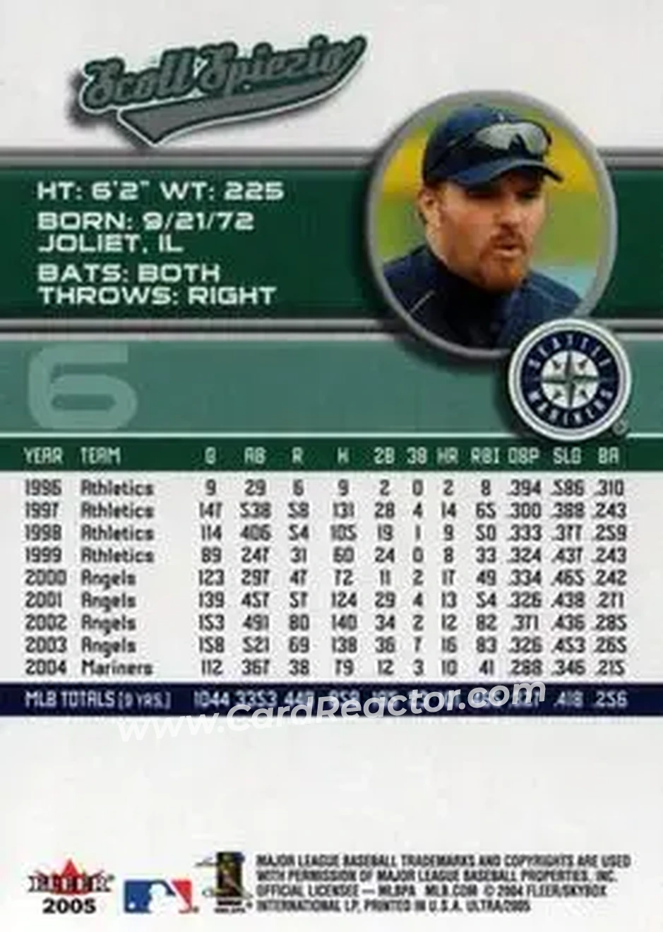 2005 Ultra #6 - Scott Spiezio - Seattle Mariners - Back 2005 Ultra #6 - Scott Spiezio - Seattle Mariners - Back