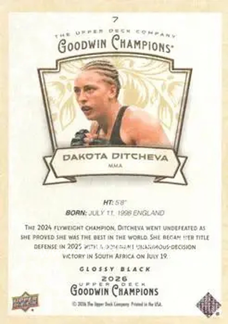 2026 Upper Deck Goodwin Champions - Glossy Black #7 - Dakota Ditcheva - Back