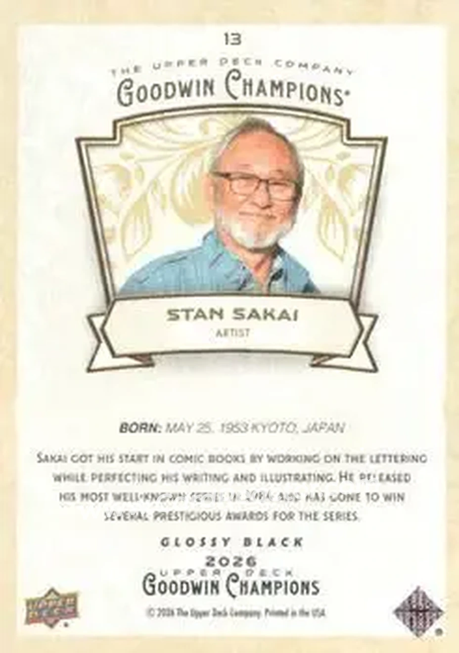 2026 Upper Deck Goodwin Champions - Glossy Black #13 - Stan Sakai - Back