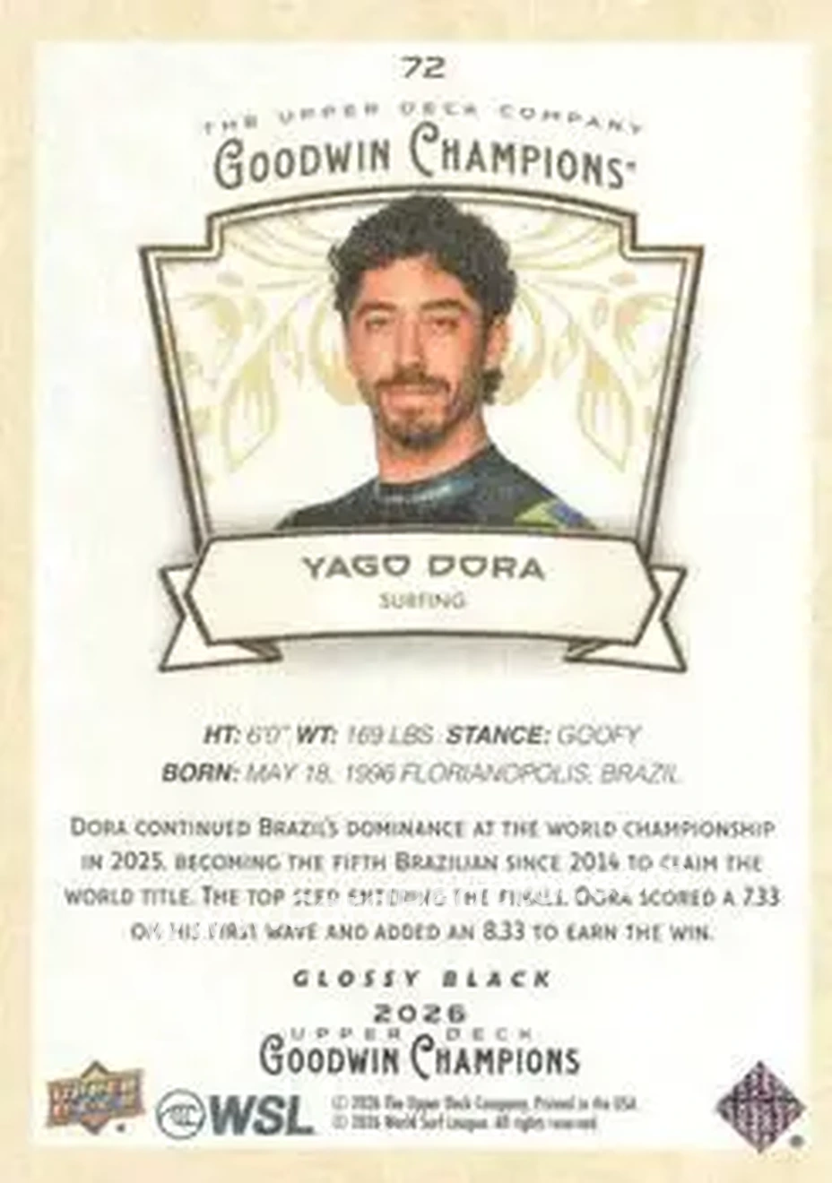 2026 Upper Deck Goodwin Champions - Glossy Black #72 - Yago Dora - Back