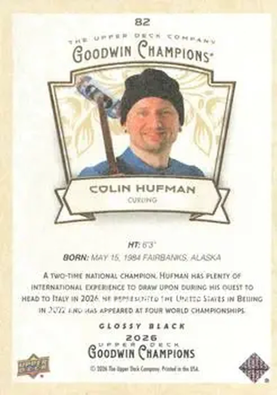 2026 Upper Deck Goodwin Champions - Glossy Black #82 - Colin Hufman - Back