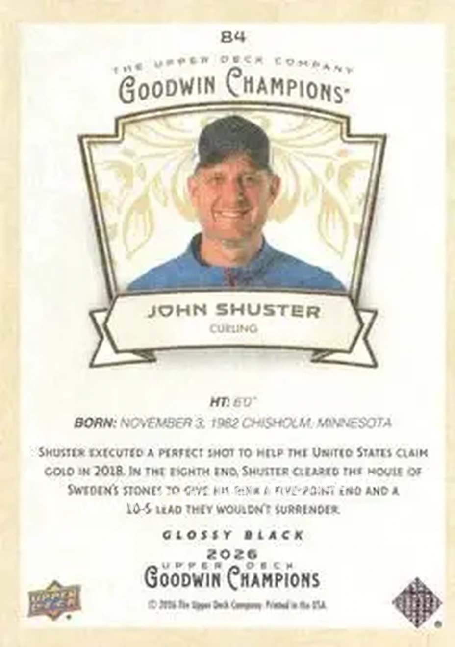 2026 Upper Deck Goodwin Champions - Glossy Black #84 - John Shuster - Back
