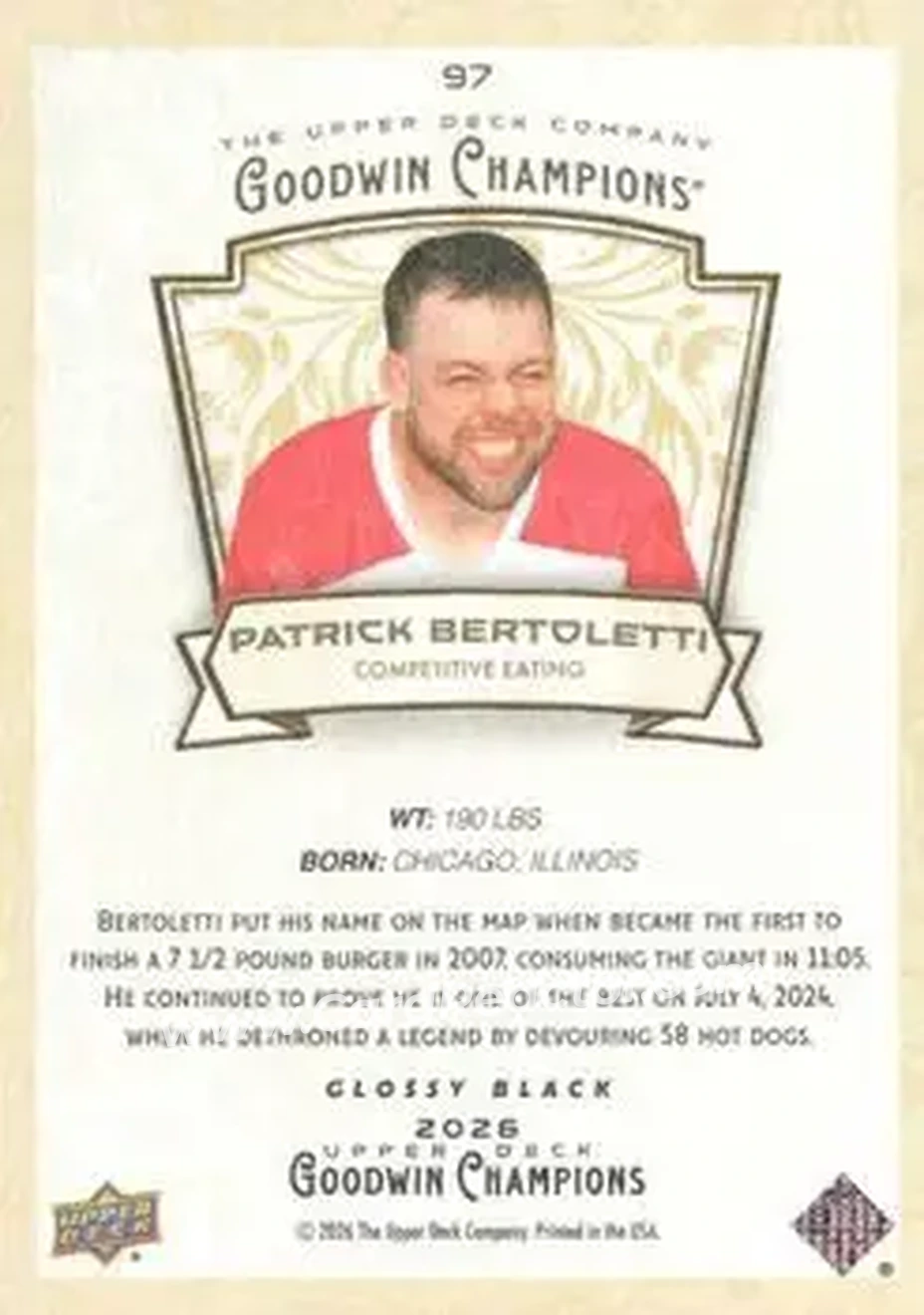 2026 Upper Deck Goodwin Champions - Glossy Black #97 - Patrick Bertoletti - Back