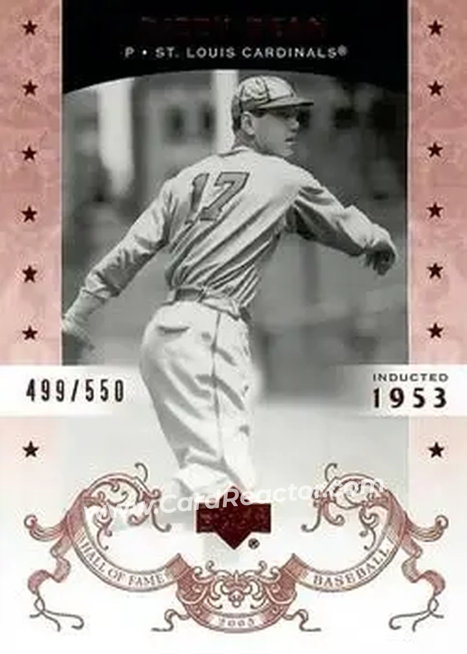 2005 Upper Deck Hall of Fame #17 - Jerome “Dizzy” Dean - St. Louis Cardinals - Front