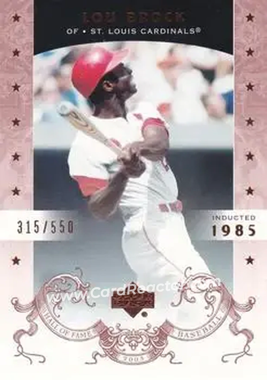 2005 Upper Deck Hall of Fame #48 - Lou Brock - St. Louis Cardinals - Front 2005 Upper Deck Hall of Fame #48 - Lou Brock - St. Louis Cardinals - Front
