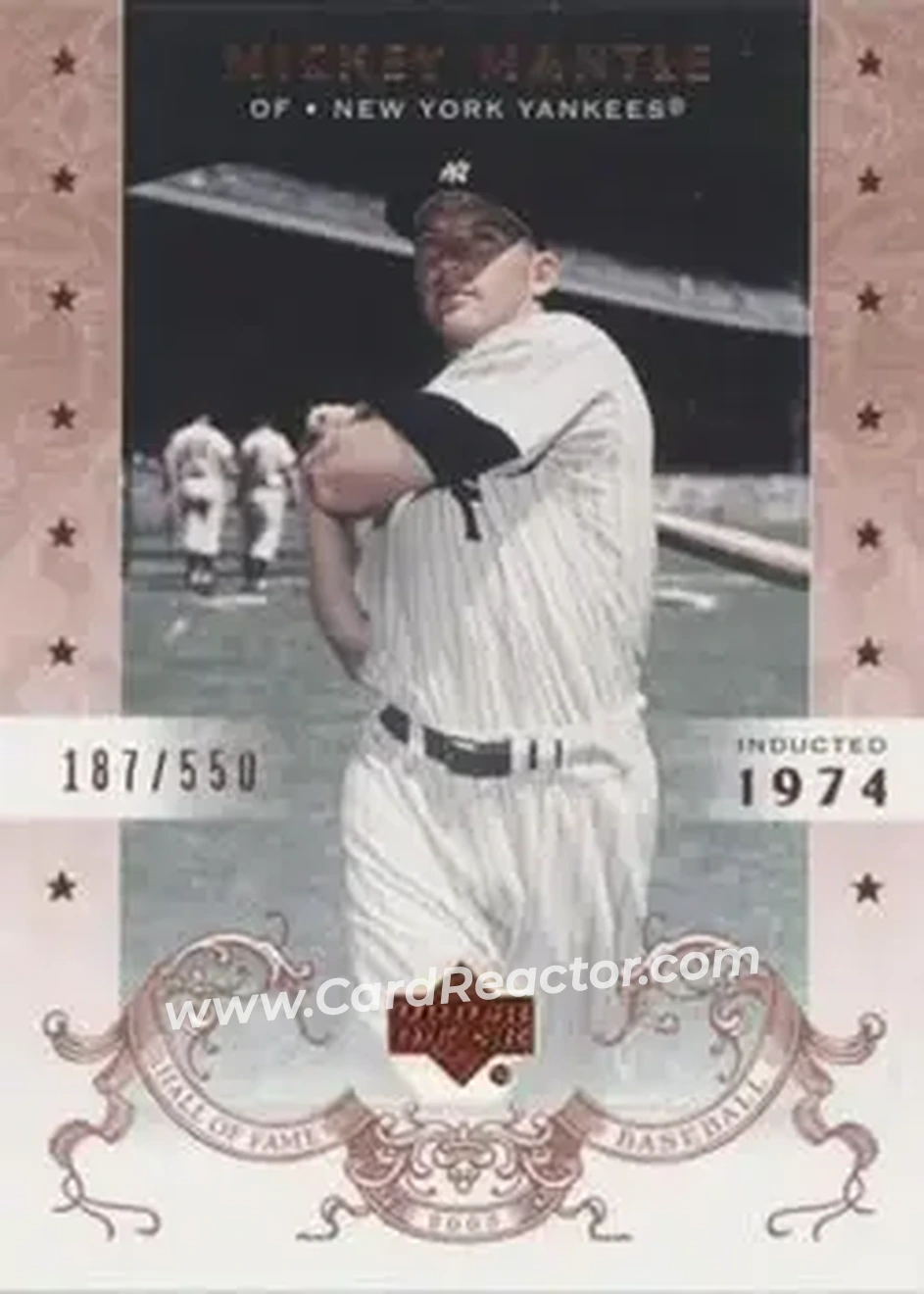 2005 Upper Deck Hall of Fame #80 - Mickey Mantle - New York Yankees - Front 2005 Upper Deck Hall of Fame #80 - Mickey Mantle - New York Yankees - Front