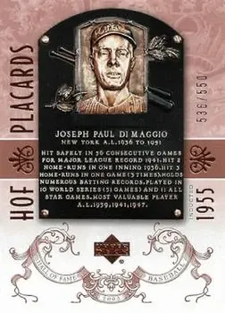 2005 Upper Deck Hall of Fame #90 - Joe DiMaggio - New York Yankees