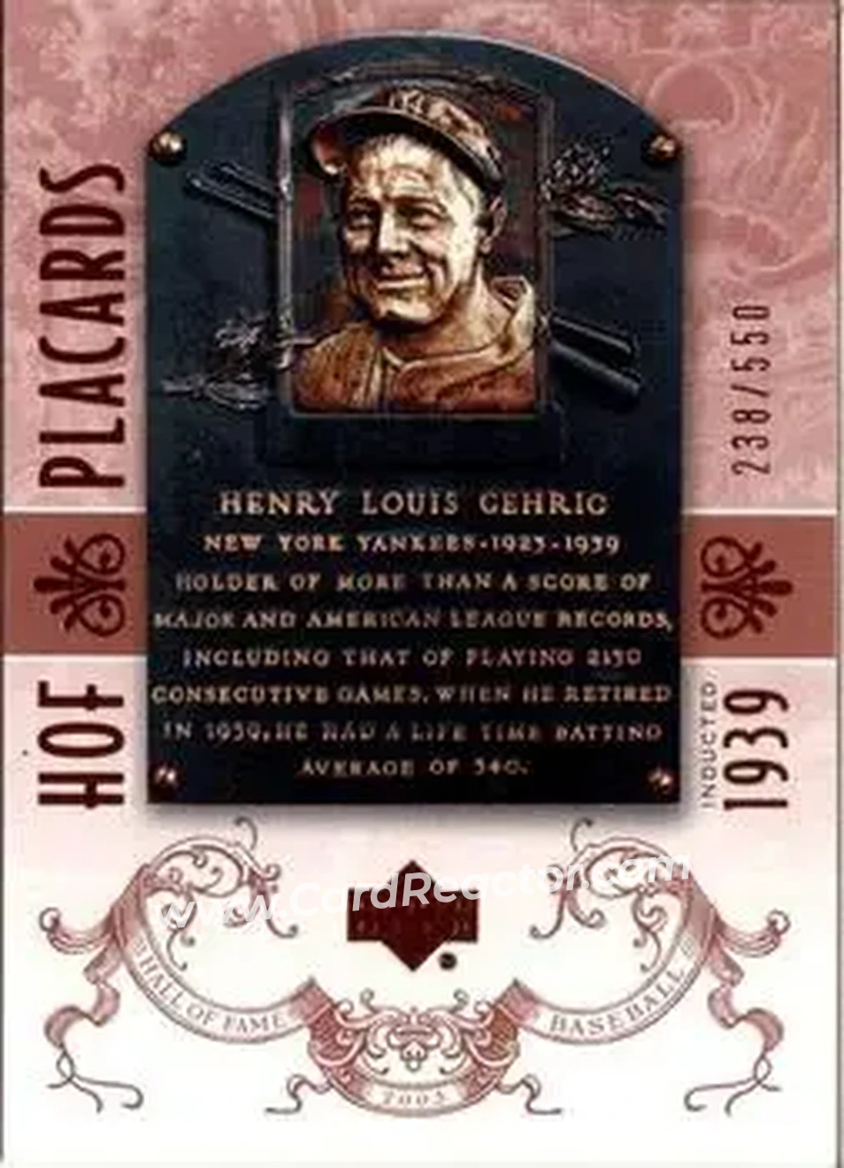 2005 Upper Deck Hall of Fame #91 - Lou Gehrig - New York Yankees - Front