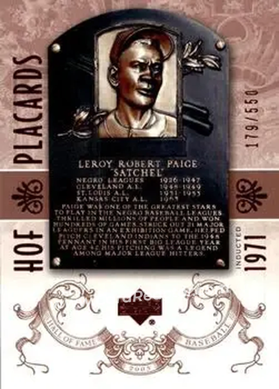 2005 Upper Deck Hall of Fame #95 - Satchel Paige - Cleveland Indians - Front