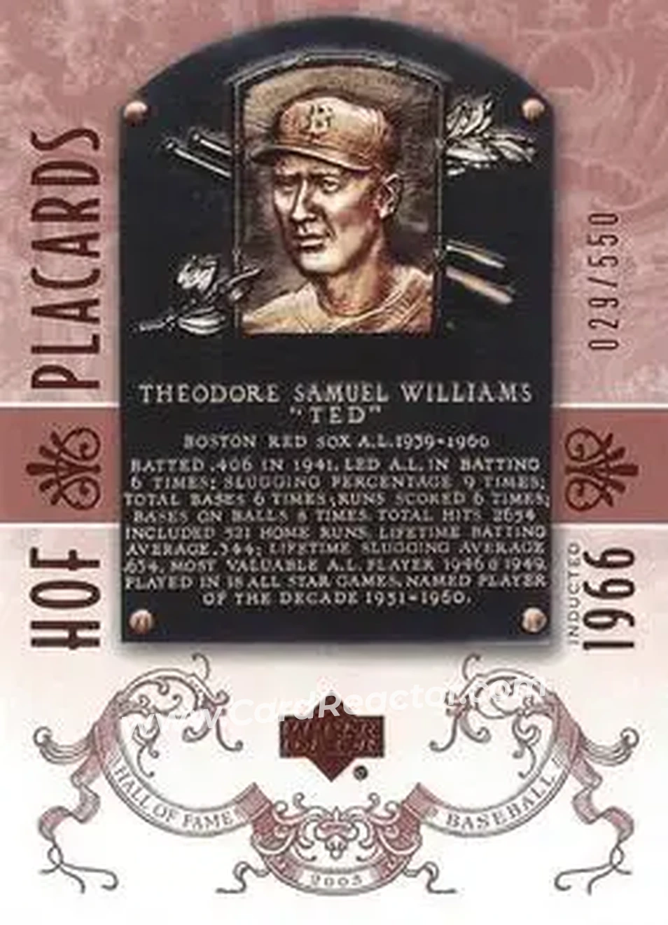 2005 Upper Deck Hall of Fame #97 - Ted Williams - Boston Red Sox - Front