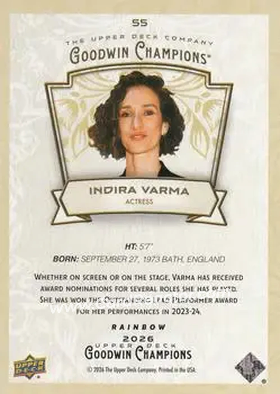 2026 Upper Deck Goodwin Champions - Rainbow #55 - Indira Varma - Back