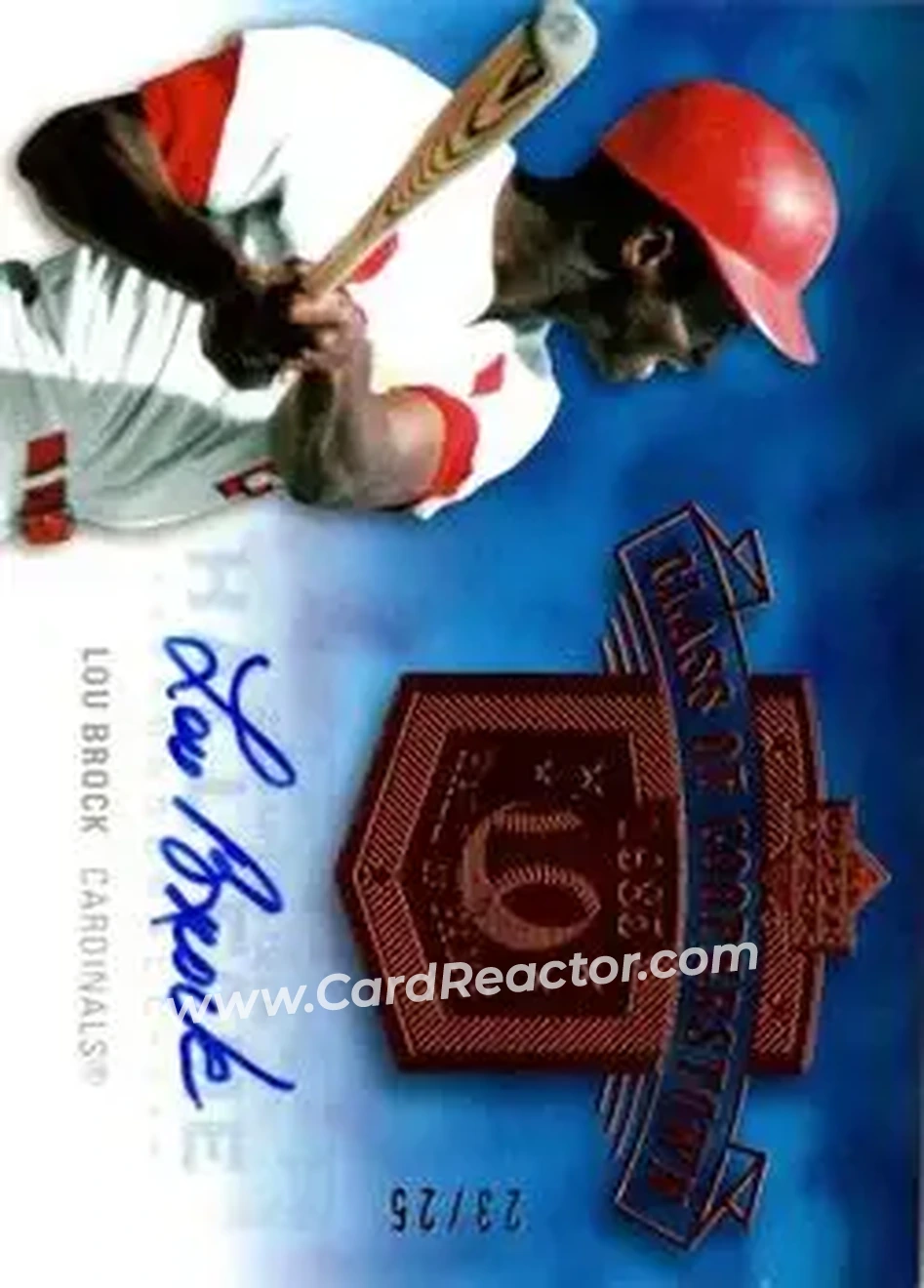 2005 Upper Deck Hall of Fame - Class of Cooperstown Autograph #CC-LB1 - Lou Brock - St. Louis Cardinals - Front 2005 Upper Deck Hall of Fame - Class of Cooperstown Autograph #CC-LB1 - Lou Brock - St. Louis Cardinals - Front