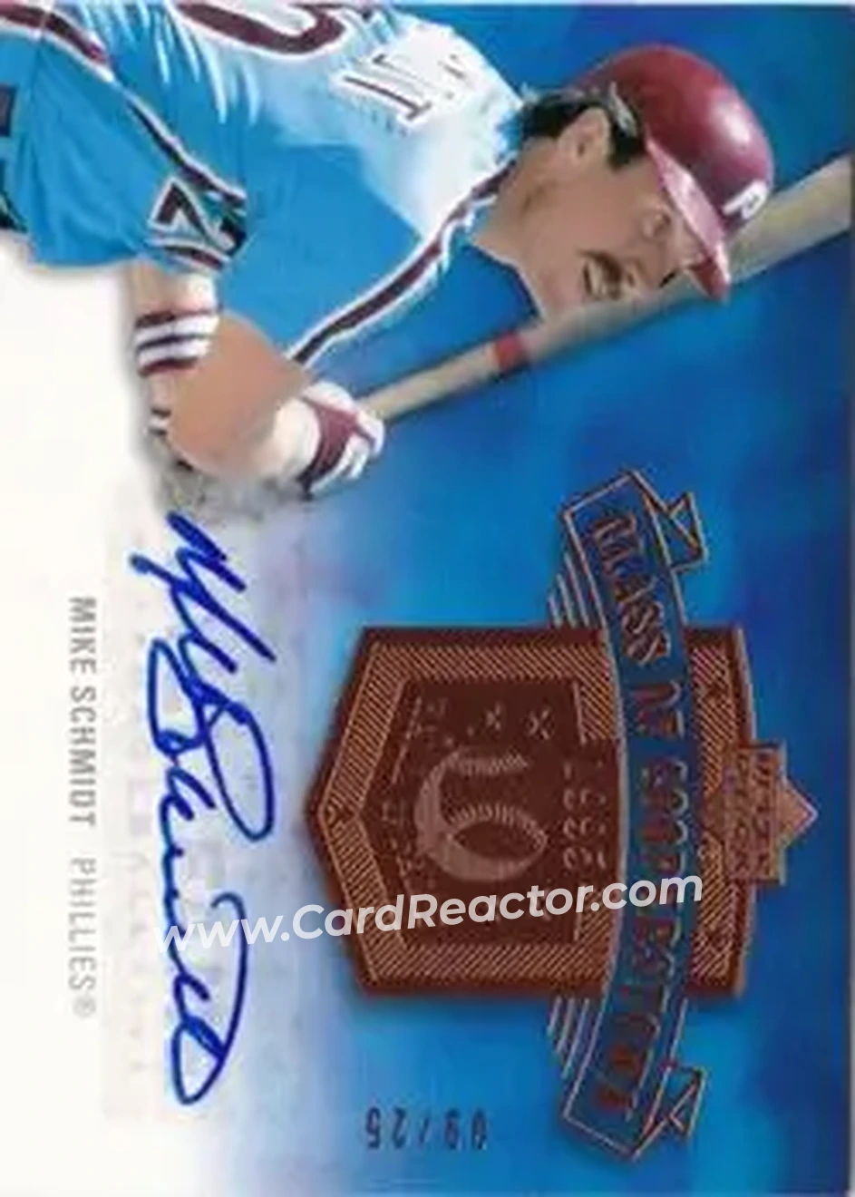 2005 Upper Deck Hall of Fame - Class of Cooperstown Autograph #CC-MS1 - Mike Schmidt - Philadelphia Phillies - Front 2005 Upper Deck Hall of Fame - Class of Cooperstown Autograph #CC-MS1 - Mike Schmidt - Philadelphia Phillies - Front
