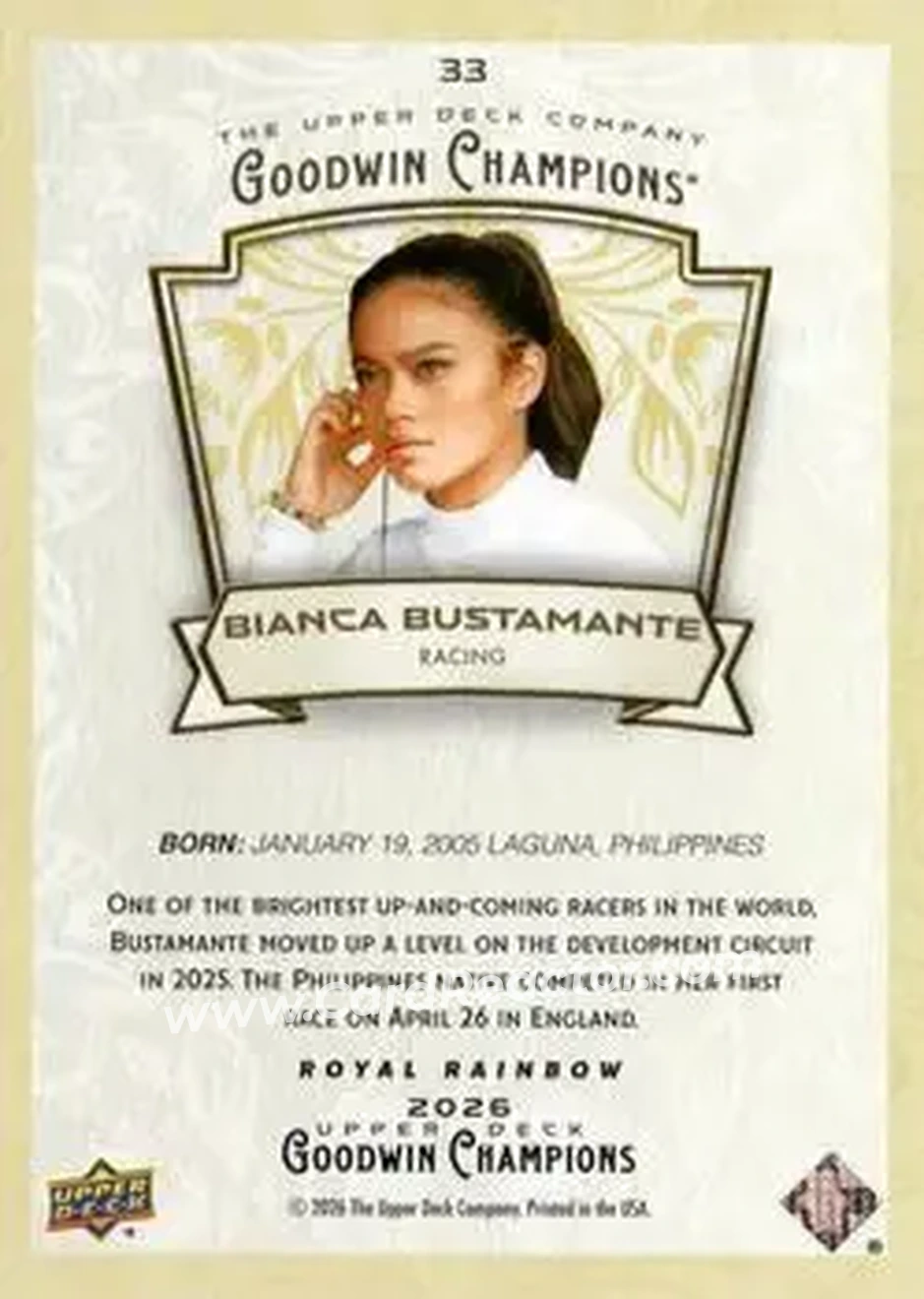 2026 Upper Deck Goodwin Champions - Royal Rainbow #33 - Bianca Bustamante - Back