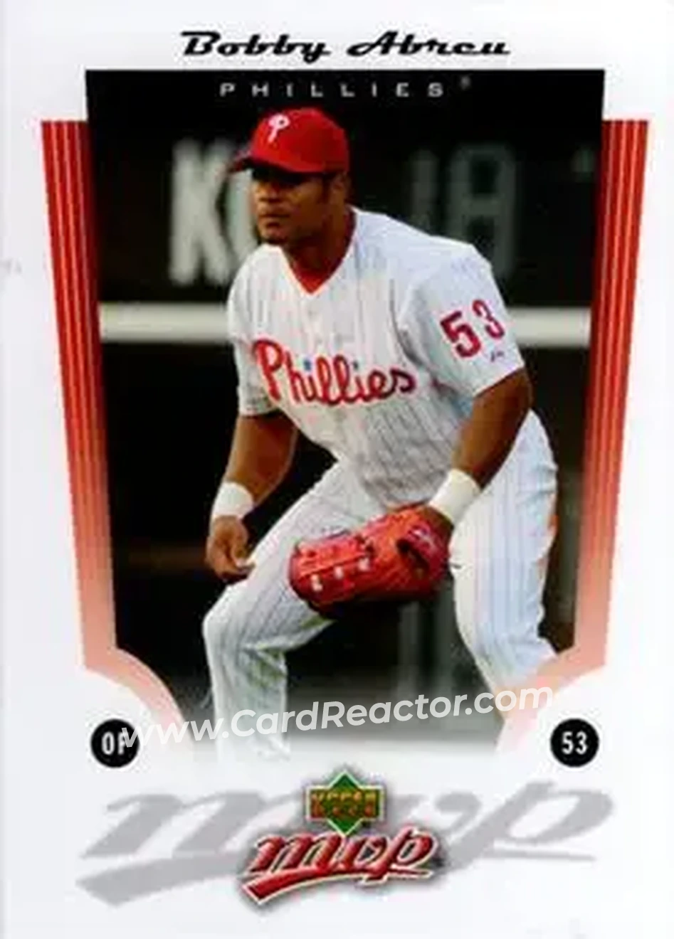 2005 Upper Deck MVP #10 - Bob Abreu - Philadelphia Phillies - Front 2005 Upper Deck MVP #10 - Bob Abreu - Philadelphia Phillies - Front