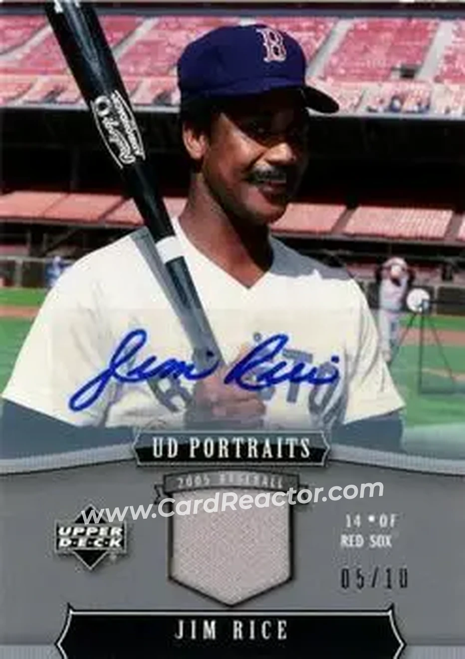 2005 Upper Deck Portraits - Auto Jersey Platinum #16 - Jim Rice - Boston Red Sox - Front