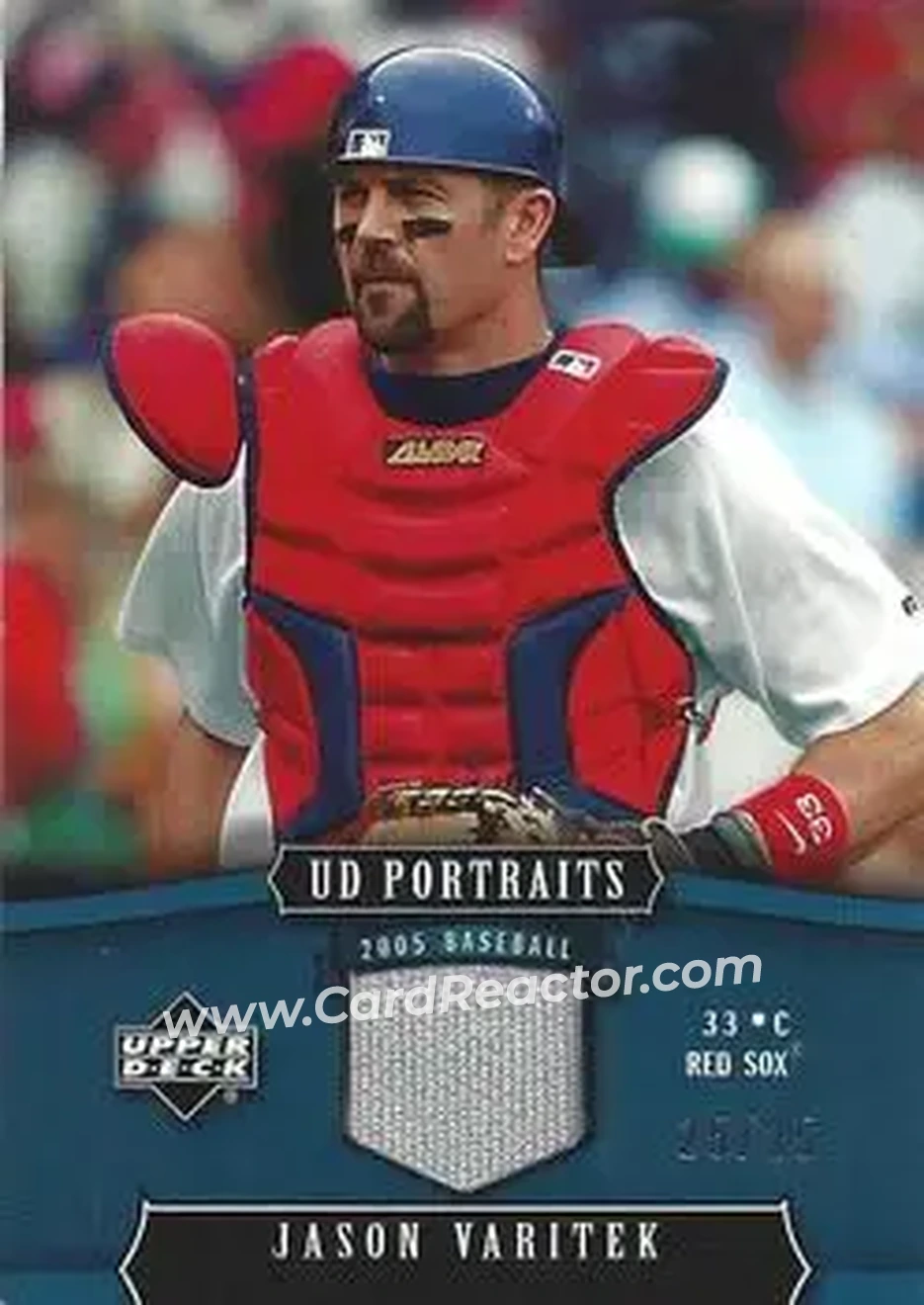 2005 Upper Deck Portraits - Jersey Blue #15 - Jason Varitek - Boston Red Sox - Front