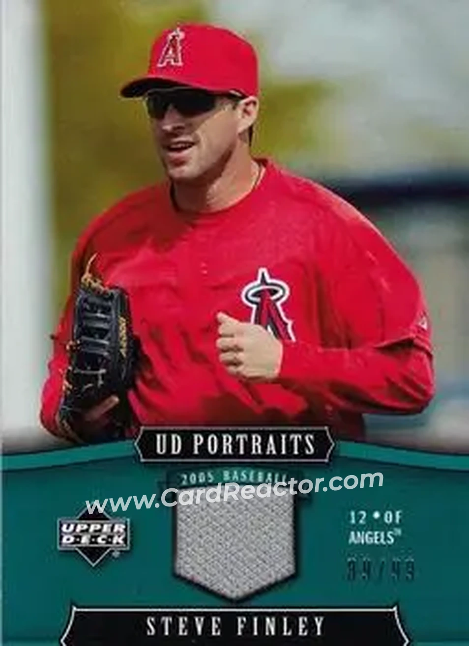 2005 Upper Deck Portraits - Jersey Emerald #2 - Steve Finley - Los Angeles Angels - Front 2005 Upper Deck Portraits - Jersey Emerald #2 - Steve Finley - Los Angeles Angels - Front