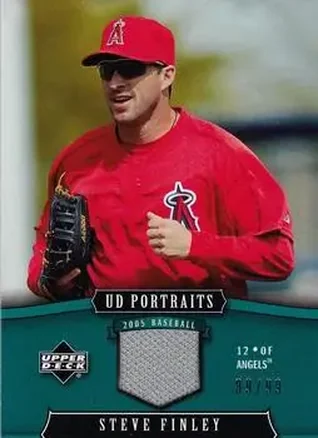 2005 Upper Deck Portraits - Jersey Emerald #2 - Steve Finley - Los Angeles Angels