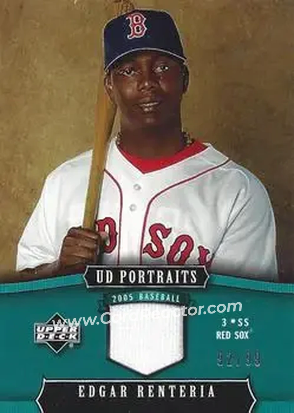 2005 Upper Deck Portraits - Jersey Emerald #14 - Edgar Renteria - Boston Red Sox - Front