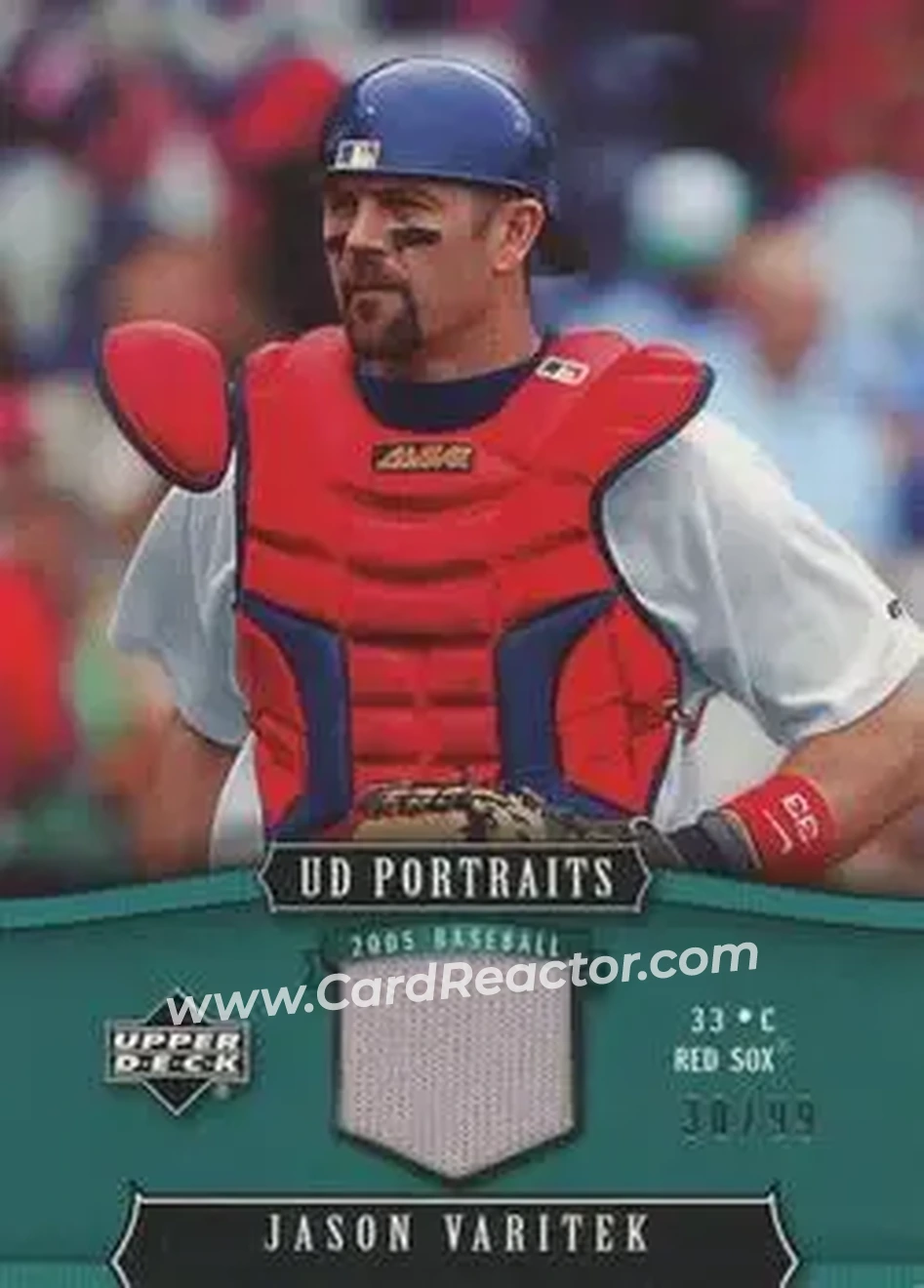 2005 Upper Deck Portraits - Jersey Emerald #15 - Jason Varitek - Boston Red Sox - Front