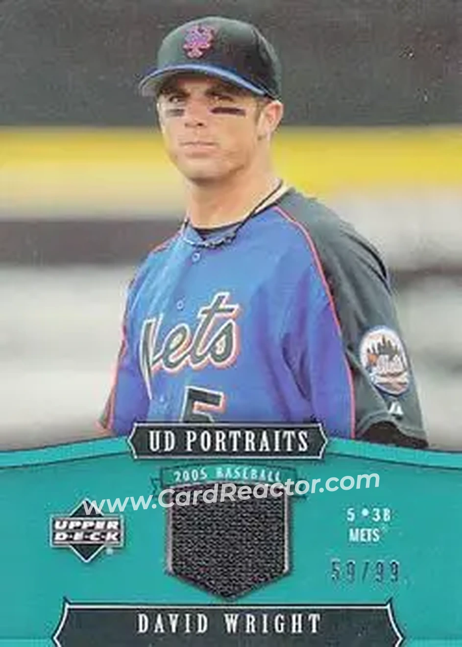 2005 Upper Deck Portraits - Jersey Emerald #58 - David Wright - New York Mets - Front