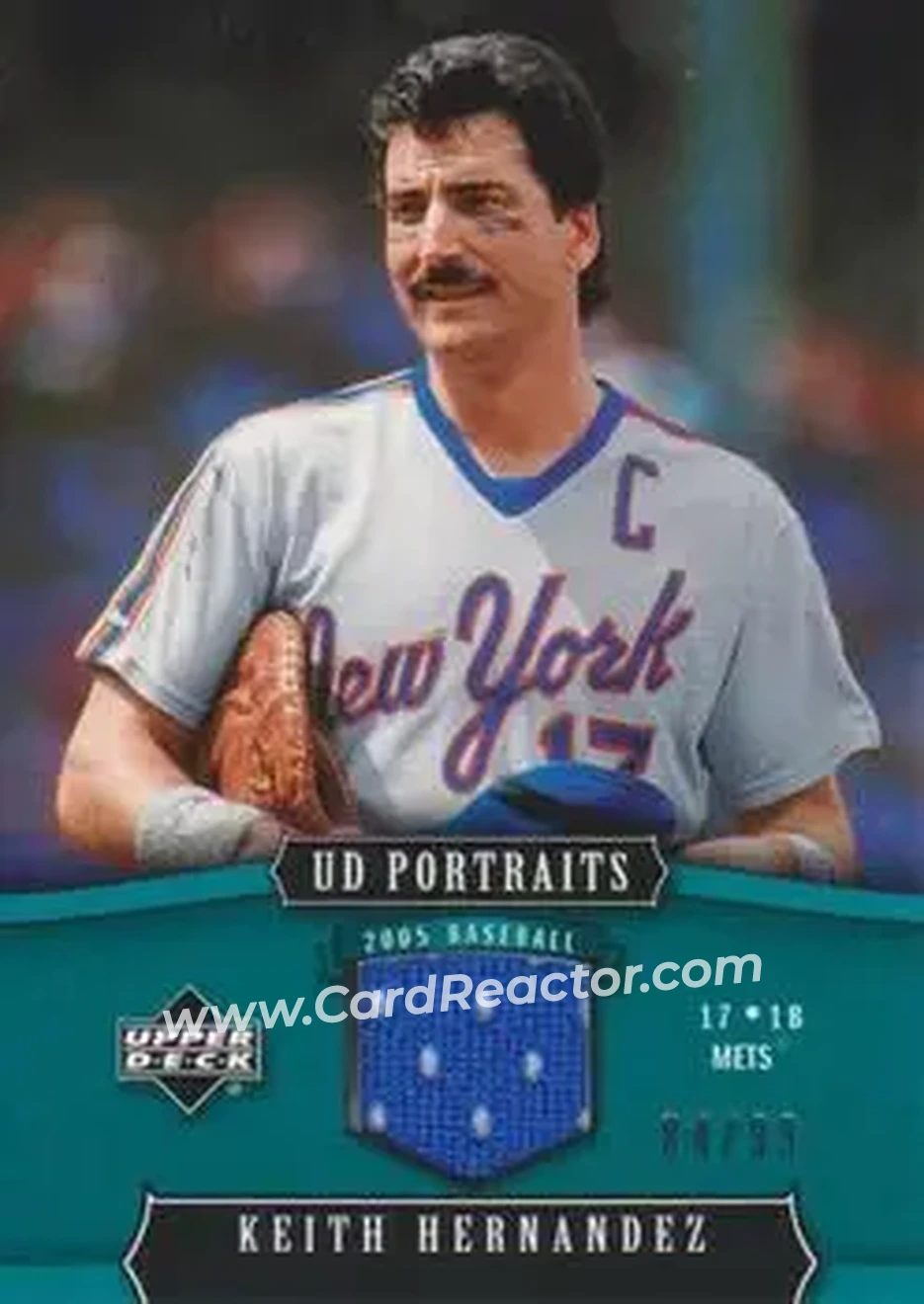 2005 Upper Deck Portraits - Jersey Emerald #61 - Keith Hernandez - New York Mets - Front 2005 Upper Deck Portraits - Jersey Emerald #61 - Keith Hernandez - New York Mets - Front