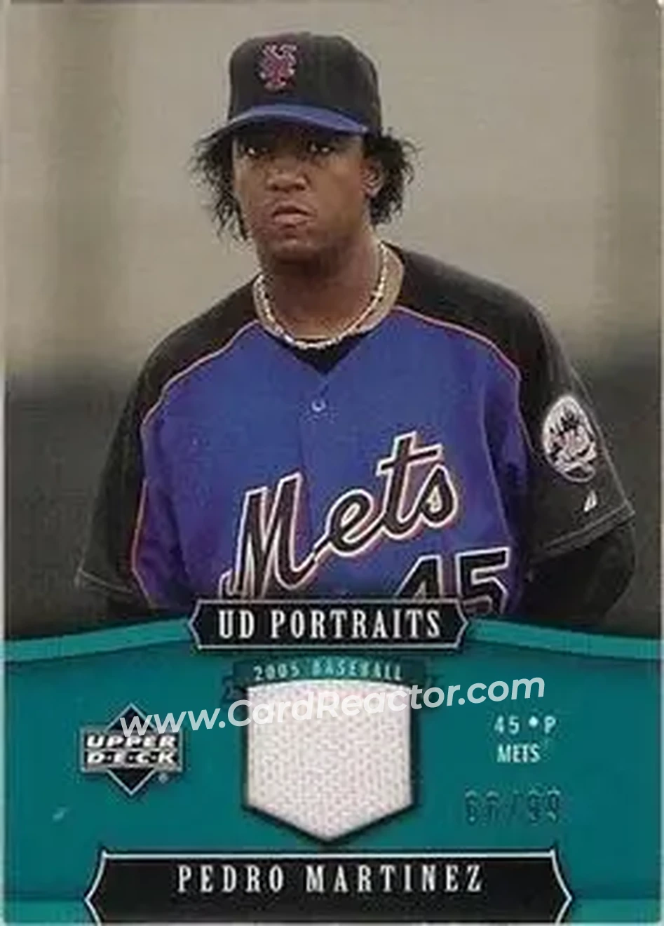 2005 Upper Deck Portraits - Jersey Emerald #63 - Pedro Martinez - New York Mets - Front