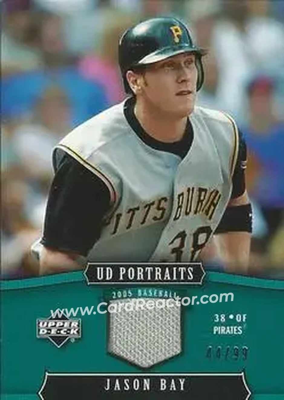 2005 Upper Deck Portraits - Jersey Emerald #75 - Jason Bay - Pittsburgh Pirates - Front 2005 Upper Deck Portraits - Jersey Emerald #75 - Jason Bay - Pittsburgh Pirates - Front