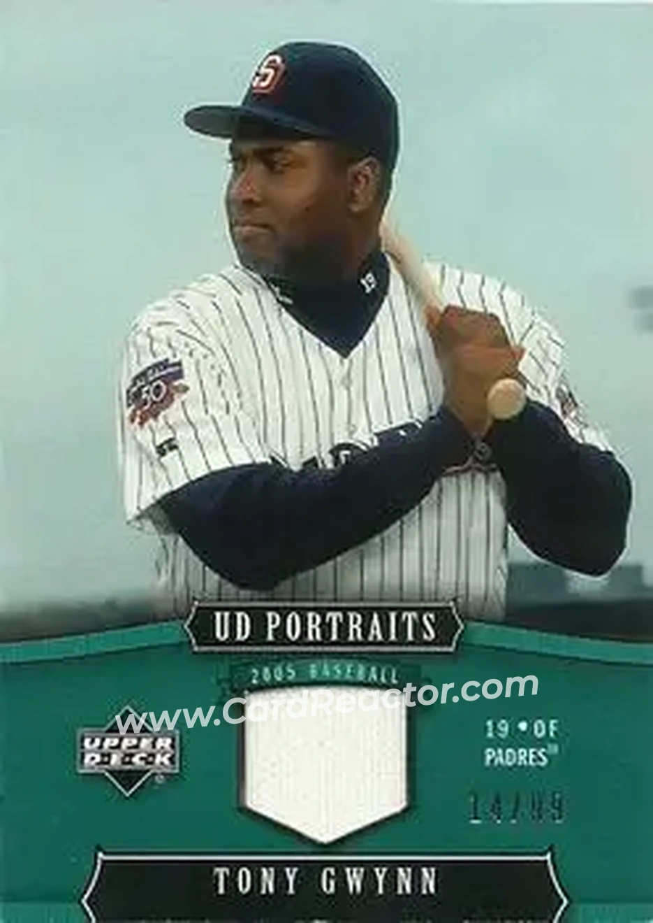2005 Upper Deck Portraits - Jersey Emerald #80 - Tony Gwynn - San Diego Padres - Front