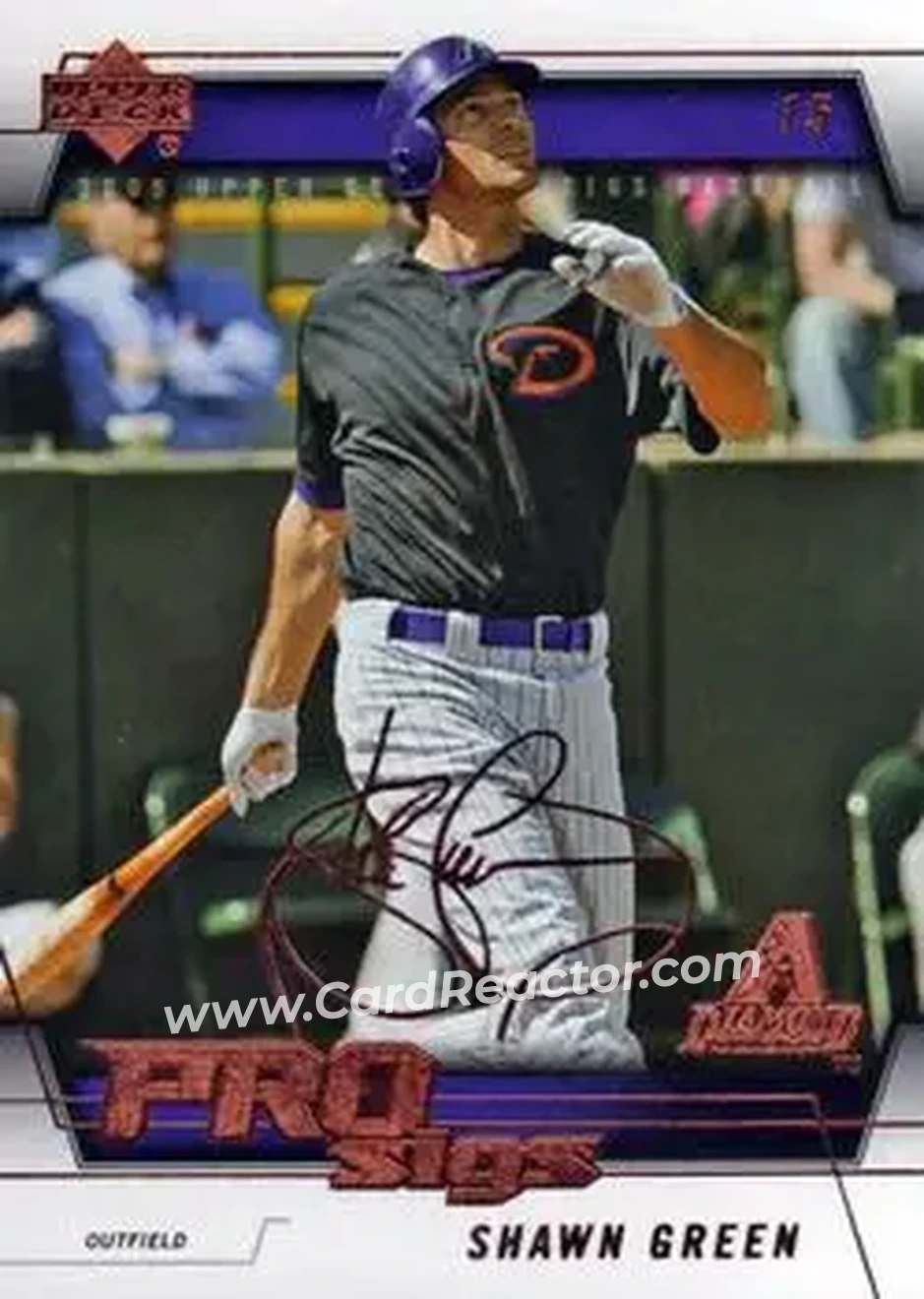 2005 Upper Deck Pro Sigs #6 - Shawn Green - Arizona Diamondbacks - Front 2005 Upper Deck Pro Sigs #6 - Shawn Green - Arizona Diamondbacks - Front