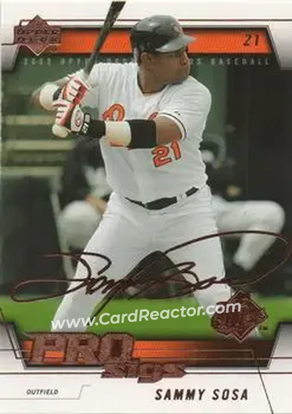 2005 Upper Deck Pro Sigs #14 - Sammy Sosa - Baltimore Orioles - Front 2005 Upper Deck Pro Sigs #14 - Sammy Sosa - Baltimore Orioles - Front