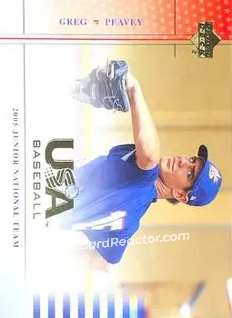 2005 Upper Deck USA Baseball Junior National Team #USA 75 - Greg Peavey - USA - Front