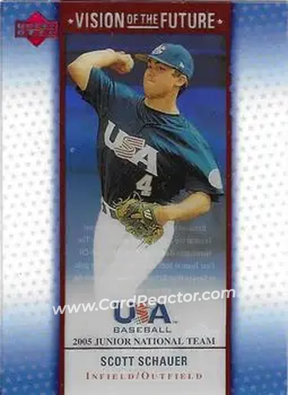 2005 Upper Deck USA Baseball Junior National Team - Vision of the Future #A-32 - Scott Schauer - USA - Front 2005 Upper Deck USA Baseball Junior National Team - Vision of the Future #A-32 - Scott Schauer - USA - Front