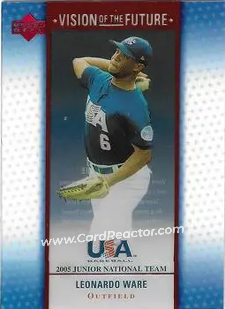 2005 Upper Deck USA Baseball Junior National Team - Vision of the Future #A-36 - Leonardo Ware - USA - Front 2005 Upper Deck USA Baseball Junior National Team - Vision of the Future #A-36 - Leonardo Ware - USA - Front