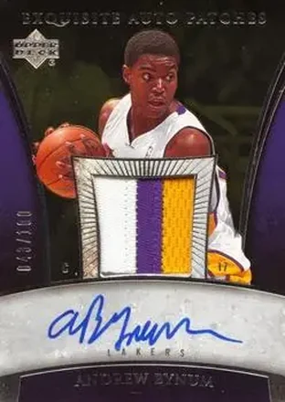 2005-06 Upper Deck Exquisite Collection - Autographs Patches #AP-AN - Andrew Bynum - Los Angeles Lakers