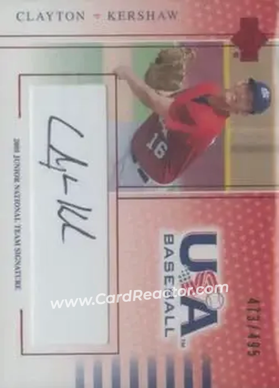 2005 Upper Deck USA Baseball Junior National Team - 2005 Junior National Team Signatures Black Ink #CK - Clayton Kershaw - USA - Front