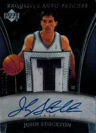 2005-06 Upper Deck Exquisite Collection - Autographs Patches #AP-JS - John Stockton - Utah Jazz