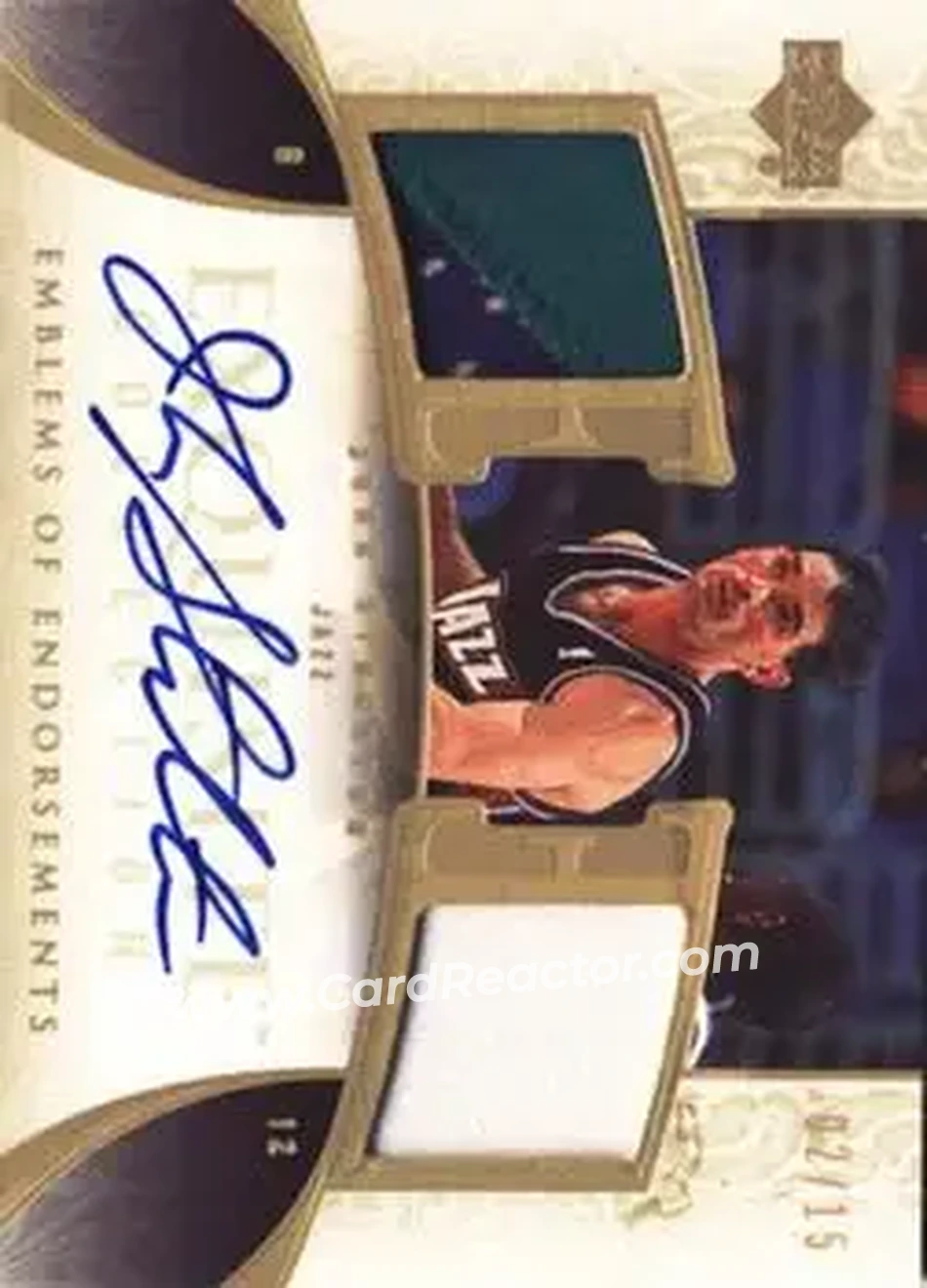 2005-06 Upper Deck Exquisite Collection - Emblems of Endorsements #EM-JS - John Stockton - Utah Jazz - Front 2005-06 Upper Deck Exquisite Collection - Emblems of Endorsements #EM-JS - John Stockton - Utah Jazz - Front