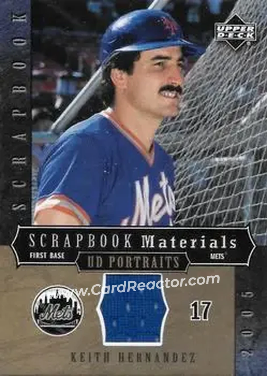 2005 Upper Deck Portraits - Scrapbook Materials #SM-KH - Keith Hernandez - New York Mets - Front 2005 Upper Deck Portraits - Scrapbook Materials #SM-KH - Keith Hernandez - New York Mets - Front