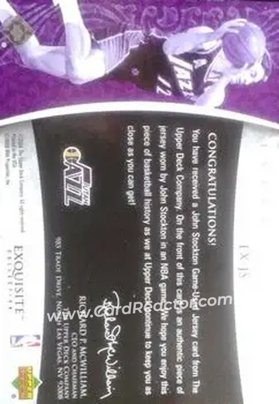2005-06 Upper Deck Exquisite Collection - Extra Exquisite #EX-JS - John Stockton - Utah Jazz - Back