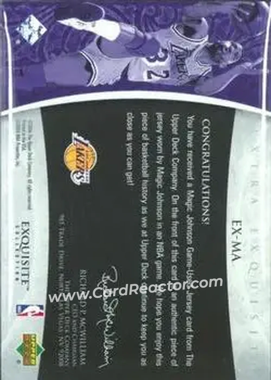 2005-06 Upper Deck Exquisite Collection - Extra Exquisite #EX-MA - Magic Johnson - Los Angeles Lakers - Back