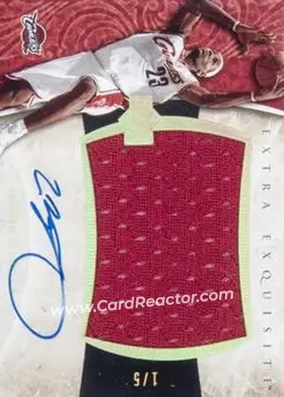 2005-06 Upper Deck Exquisite Collection - Extra Exquisite Autographs #EXA-LJ - LeBron James - Cleveland Cavaliers - Front 2005-06 Upper Deck Exquisite Collection - Extra Exquisite Autographs #EXA-LJ - LeBron James - Cleveland Cavaliers - Front