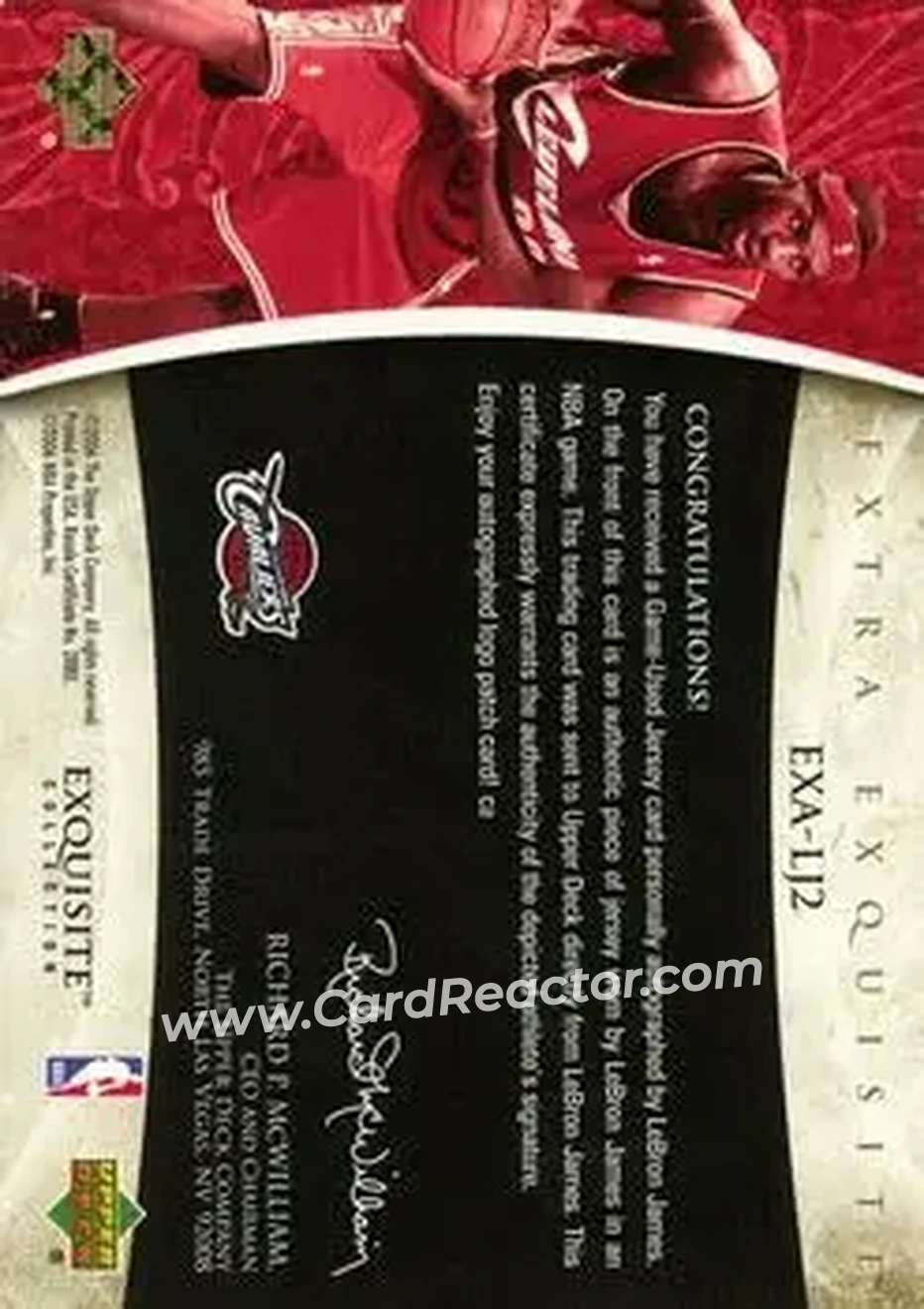 2005-06 Upper Deck Exquisite Collection - Extra Exquisite Autographs #EXA-LJ2 - LeBron James - Cleveland Cavaliers - Back 2005-06 Upper Deck Exquisite Collection - Extra Exquisite Autographs #EXA-LJ2 - LeBron James - Cleveland Cavaliers - Back
