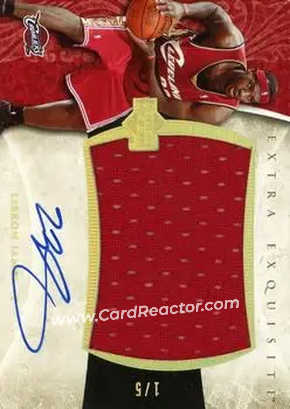 2005-06 Upper Deck Exquisite Collection - Extra Exquisite Autographs #EXA-LJ2 - LeBron James - Cleveland Cavaliers - Front 2005-06 Upper Deck Exquisite Collection - Extra Exquisite Autographs #EXA-LJ2 - LeBron James - Cleveland Cavaliers - Front