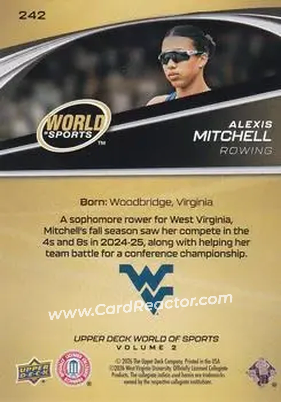 2026 Upper Deck World of Sports Volume II #242 - Alexis Mitchell - West Virginia Mountaineers - Back